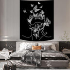 Black and White Tapestry for Bedroom Aesthetic Butterfly Tapestry Minimalist - Image 2