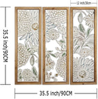 XIAOAIKA Boho Carved Wall Art Decor, 35.5 Inch Hand-Carved Panels, Antique - Image 2