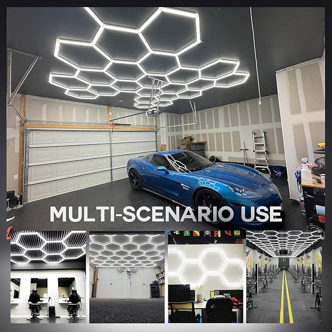 14-Hexagon LED Garage Light, 600W 60, 800LM Honeycomb Ceiling Light - Image 7