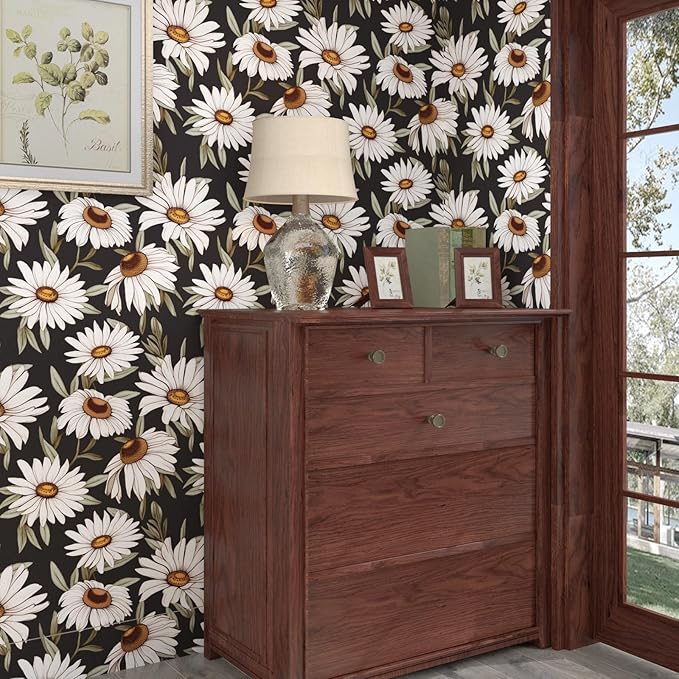 Daisy Floral Wallpaper Peel and Stick Boho Wallpaper - Image 8