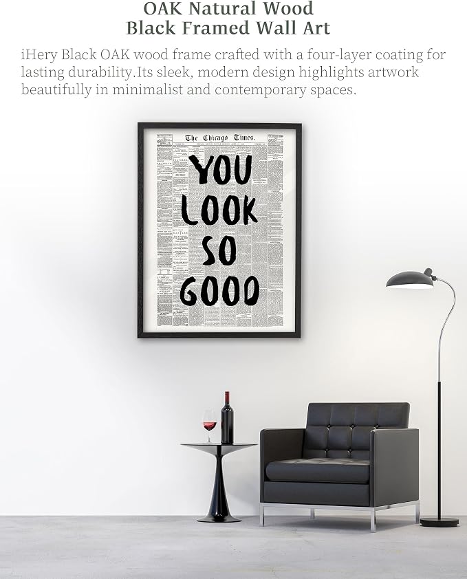 iHery Premium Natural Black OAK Wood 12x16in You Look So Good Trendy - Image 5