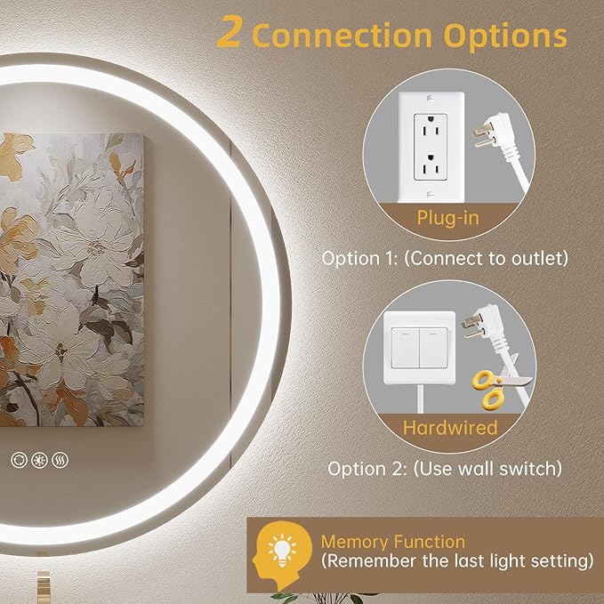 LOVESPEJO 24" Round LED Bathroom Mirror - Image 6