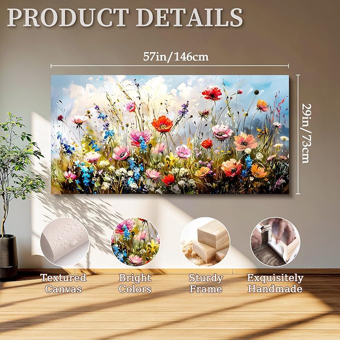 SERIMINO Large Wall Art for Living Room Canvas Prints, Farmhouse Nature Floral - Image 5