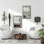 Set of 2 19x26 Inch Large Brown Shatterproof Rectangular Wall Mirrors, Boho - Image 6