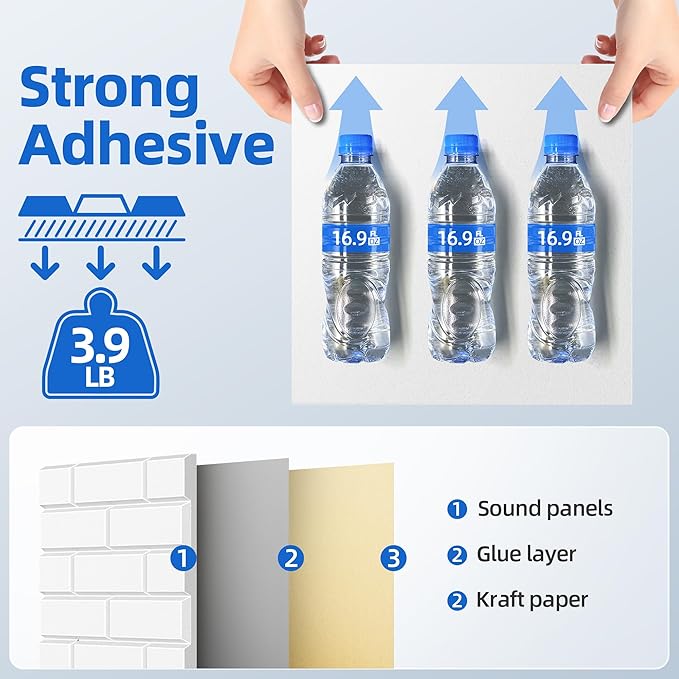 20 Pack Acoustic Panels with Self Adhesive, Soundproof Wall Panels, Brick Sound - Image 4