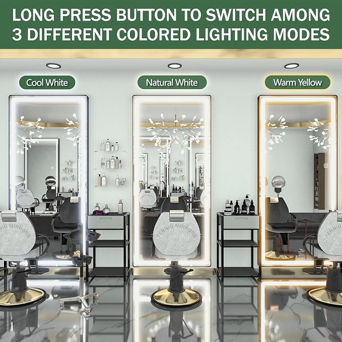 FENNIO Full Length Mirror with Lights, Free Standing Lighted Floor Mirror - Image 5