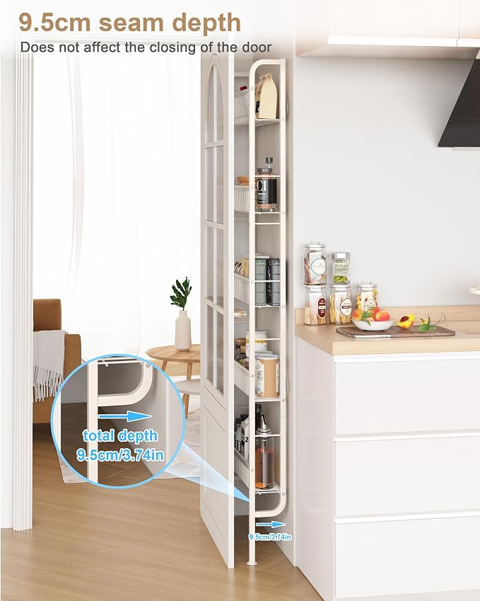 UMDONX Behind The Door Bathroom Shelf Narrow 5-Tier, Space-Saving Slim Storage - Image 3