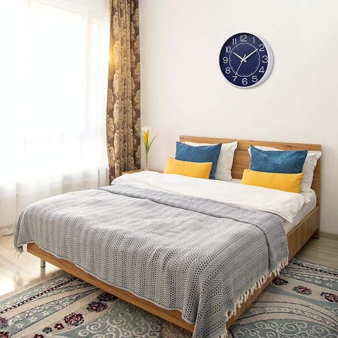 HZDHCLH Modern Wall Clocks Battery Operated, 10 inch Navy Blue Clock - Image 7