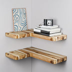 BATODA Acacia Corner Floating Shelves 17“x12”, Wall Shelves by BATODA