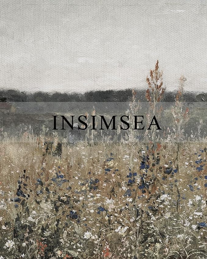 InSimSea Framed Canvas Wall Art Vintage Decor, Wildflower Field Vintage Wall - Image 4