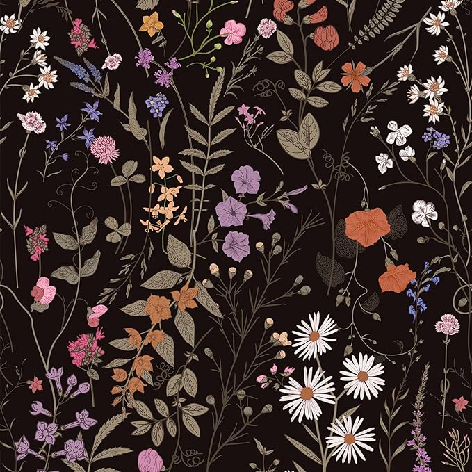 JiffDiff Floral Wallpaper Peel and Stick- 473" x 17.3" Farm Wildwood Daisy by wallpaper