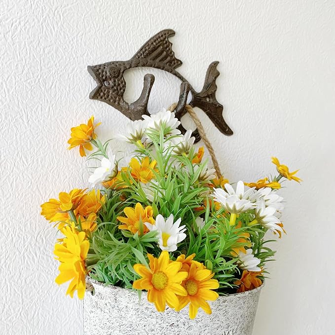 Rustic Fish-Shaped Decorative Wall Hook Rack Hangers - Image 5