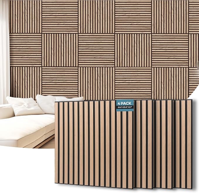 AKUMAX 4 Pack Wood Panels- 4x24x24Inches 3D Wall Panels Wood Wall, Decorative by AKUMAXWOODWALLPANELS