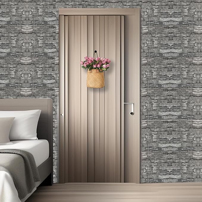 3D Wall Panels Peel and Stick in Black Grey Stone, Textured Faux Brick Wall - Image 8