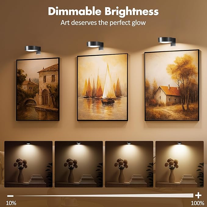 6Pcs Picture Lights for Wall Battery Operated, Magnetic Led Painting Light - Image 3