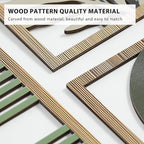 VIYYIEA Boho Solid Wood Carved Wall Art Set of 3, Geometric Minimalist Wooden - Image 3