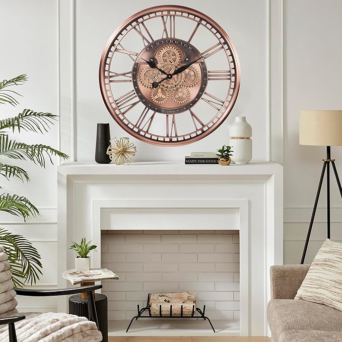 CLXEAST 28 Inch Oversized Large Moving Gears Wall Clock, Industrial Vintage - Image 5