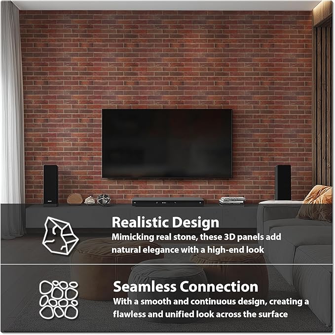 CONCORD WALLCOVERINGS ™ Retro-Art 3D Faux Brick Wall Panels - Image 3