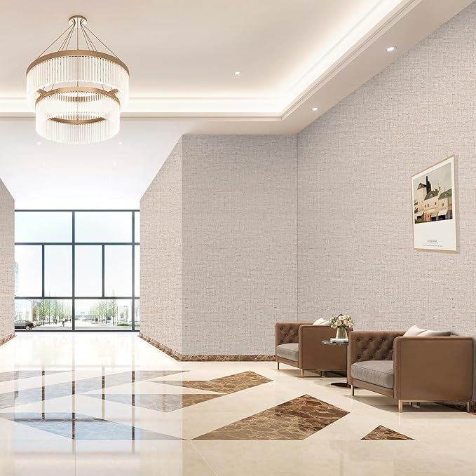 15.75"x787.4" Beige Grasscloth Wallpaper Peel and Stick Removable Textured Wall - Image 4