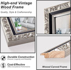 Large Antique Mirror, Rectangular Retro Vintage Silver Mirrors - Image 4