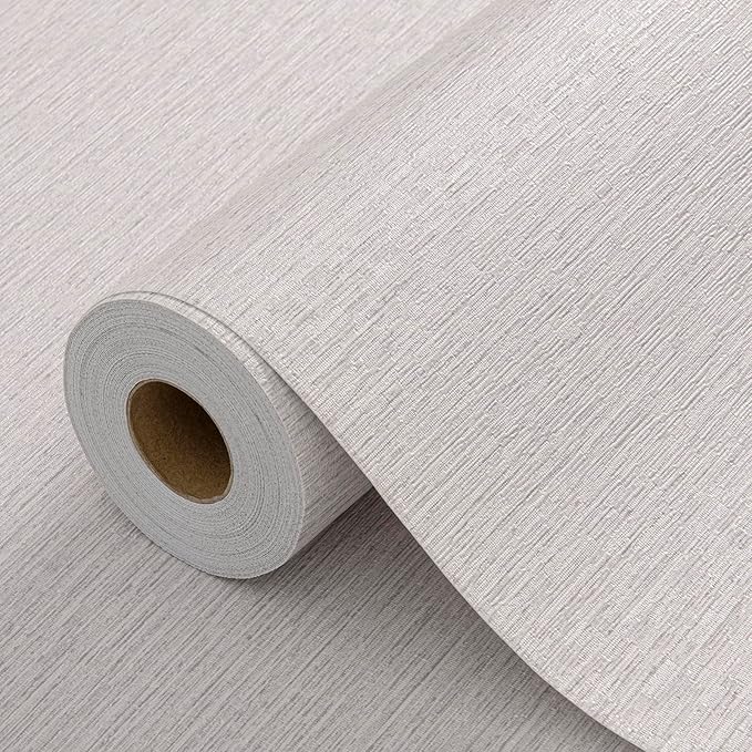 Grasscloth Peel and Stick Wallpaper 20.8"x394" Gray Thick Fabric Textured Linen by HyunHome