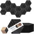Mollywell Acoustic Panels, PVC Wood-Grain, 14x12 Inch Hexagon Carved Sound by Mollywell