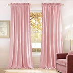 NICETOWN Baby Pink Velvet Curtains 84 inch Long 2 Panels - Image 2