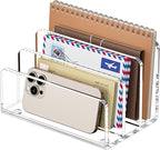 FUCDTEFC Desk Mail Organizer, 3 Section Clear Acrylic File Holder Letter by FUCDTEFC