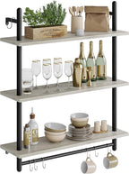 Bestier 3 Tier Industrial Pipe Shelving, Floating Book Shelves - Image 8