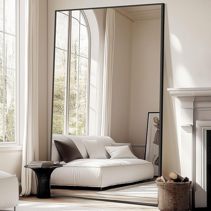 Oversized Standing Mirror Full Length, Hanging or Wall Mounted, Tempered Glass by MirrMuse