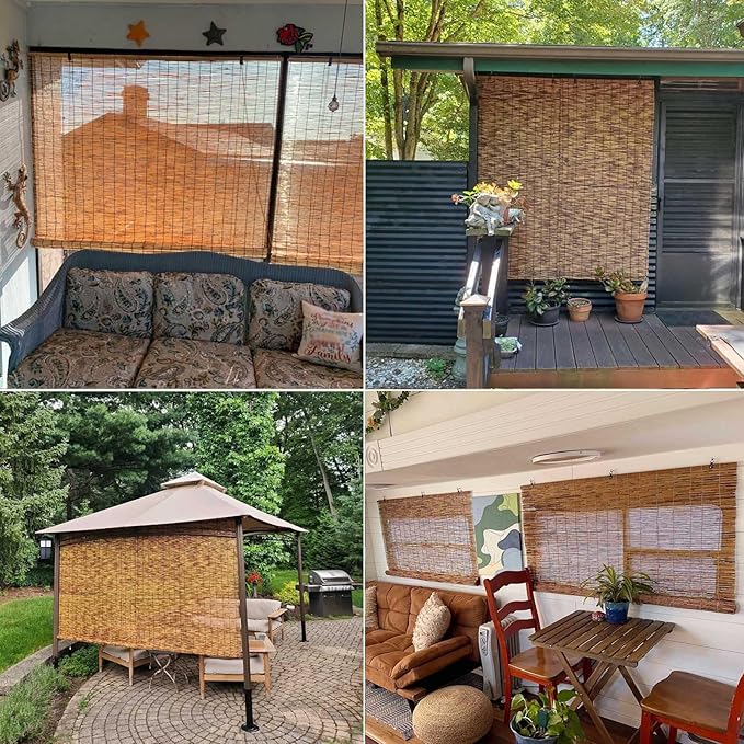 Retro Bamboo Shades 36" 47" 55" 60" 65" 72" 79" Bamboo Roll up Blinds Outdoor - Image 4