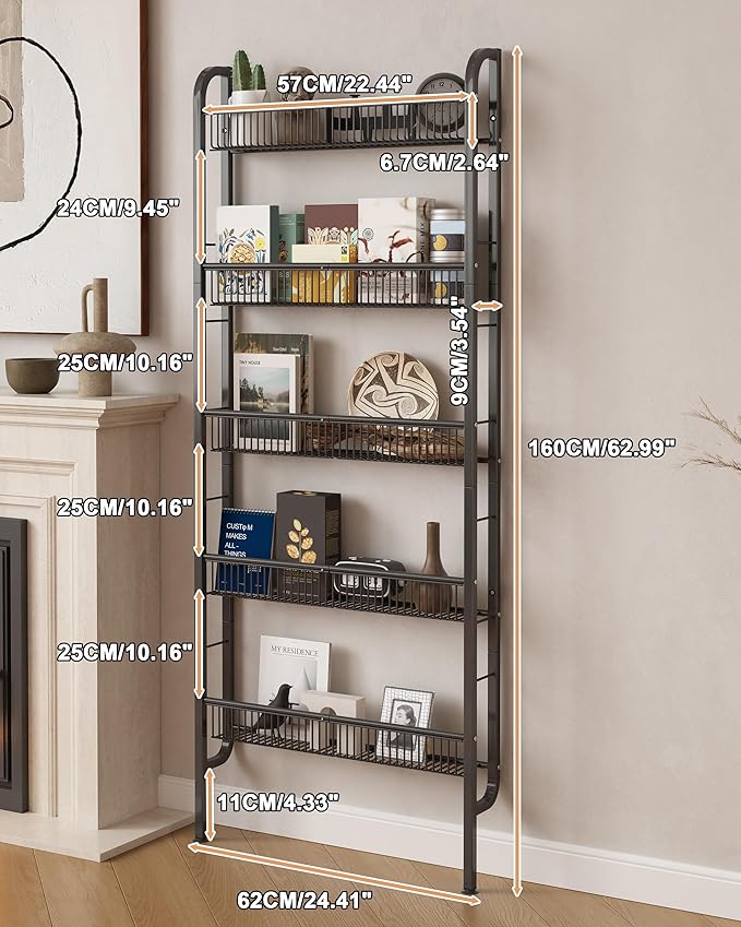 UMDONX Behind The Door Bathroom Shelf Narrow 5-Tier, Space-Saving Slim Storage - Image 2