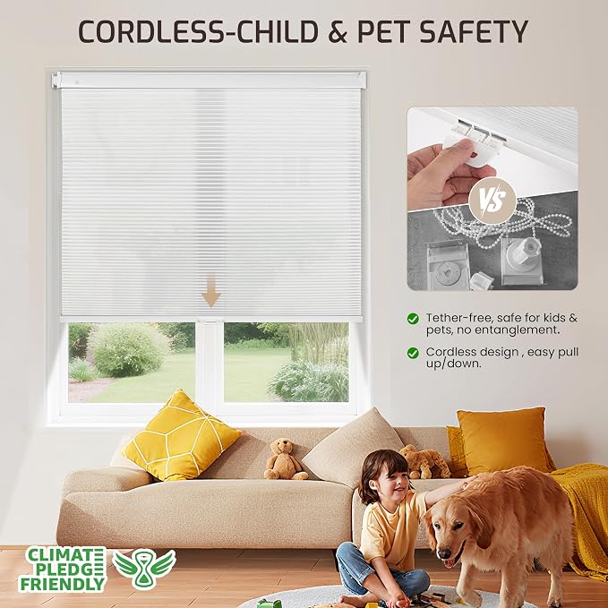 Grandekor No Drill No Tools Cordless Cellular Shades, 43.5" W x 48" H, Light - Image 4