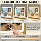 ROLOVE Gold Lighted Makeup Mirror, 3-Color Dimmable Lighting, 360° Rotation - Image 4