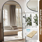 Antok 91" x46” Arched Full Length Floor Mirror, Free Standing/Wall Mount/Leaning - Image 4