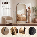Antok 81" x41” Arched Full Length Floor Mirror, Free Standing/Wall Mount/Leaning - Image 3