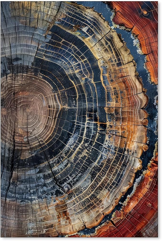 Medpol Vintage Trendy Abstract Tree Ring Wall Art Modern Colorful Nature Poster by Medpol