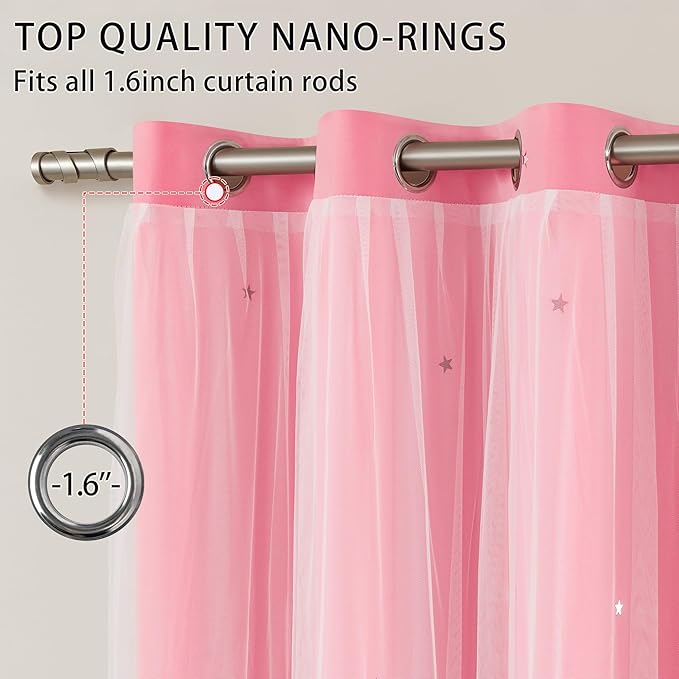 XiDi Pink Curtains for Bedroom, Girls Room Blackout Curtains, Kids Room - Image 4