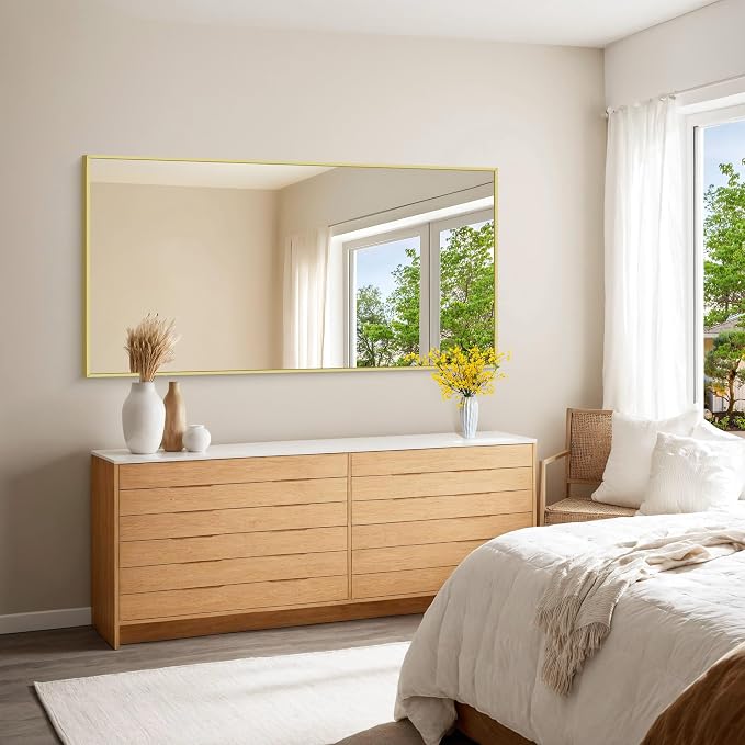 KOCUUY Large Gold Bathroom Mirror, 60x30 inch Rectangular Mirror - Image 4