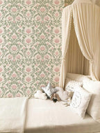 YXTII Peel and Stick Wallpaper Pink Floral Damask Wallpaper - Image 3