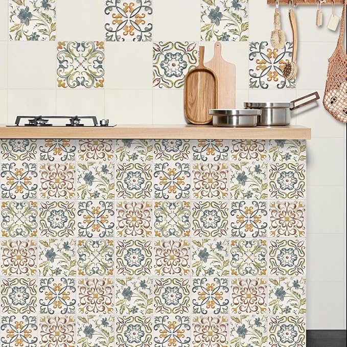 Wudnaye Bohemian Wallpaper Peel and Stick Faux Tile Contact Paper 17”×196” Tile - Image 6