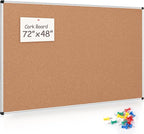Large Cork Bulletin Board 72" X 48", Wall Mounted Notice Pin Board by Justdowhatyouwanttodo