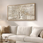Framed Vintage Tree of Life Wall Art, Neutral Rustic Farmhouse Tree Canvas - Image 4
