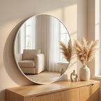 HARRITPURE Round Mirror 20" White Wall Mounted Circle Mirrors Vanity Mirror by HARRITPUREHome