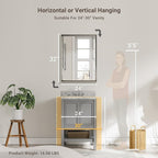 Brushed Nickel Bathroom Mirror, 24x32 Inch Beveled Framed Bathroom Mirror - Image 2