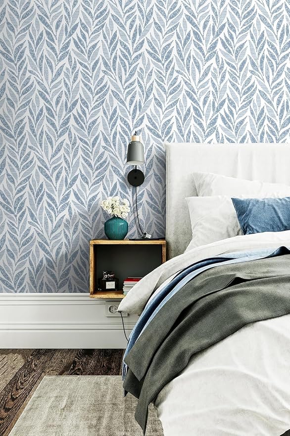 Safiyya 787"x17.3" Blue Peel and Stick Wallpaper Boho Contact Paper Modern - Image 4
