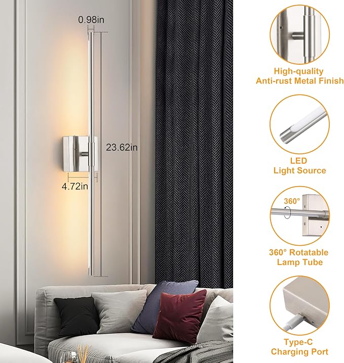 Morauroral Battery Operated Wall Sconces Set of 2, Dimmable Battery Wall Sconce - Image 6