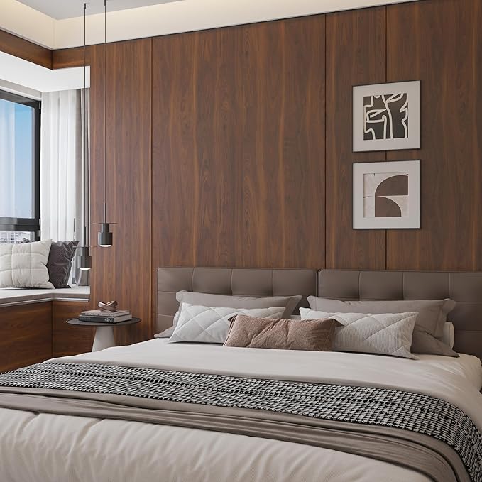 BOMENG Walnut Wood Contact Paper 16x79 inch Dark Brown Wood Wallpaper Peel and - Image 9