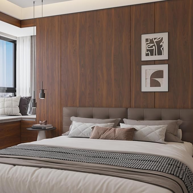 BOMENG Walnut Wood Contact Paper 32x354 inch Dark Brown Wood Wallpaper Peel and - Image 5