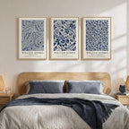 Framed William Morris Wall Art Set of 3, Large Vintage Blue Botanical Floral - Image 2